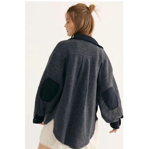 Free People Ruby Gray Fleece Jacket Shacket, sz Small - Picture 4 of 15